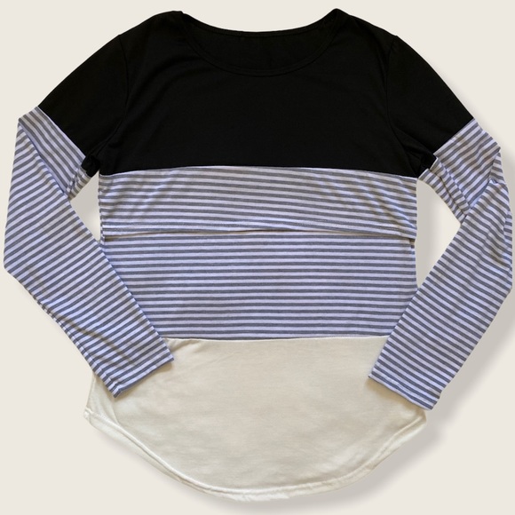 Tops - Triple Colourblock Long-Sleeve Nursing Top